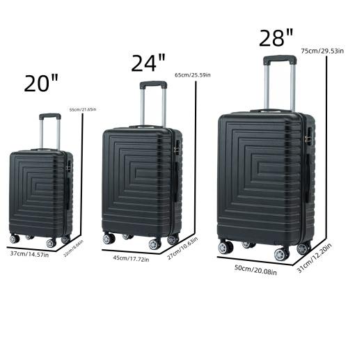 Luggage Set ABS Material Travel Suitcase Set With Spinner Wheels for Men Women, 20'' 24'' 28'