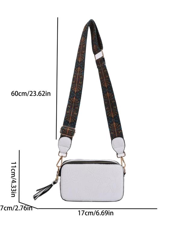 Women's Boho Floral Pattern Crossbody Bag, Summer Fashionable Pu Leather Zipper Shoulder Bag, Vintage Ethnic Pattern Strap Crossbody Bag for Daily Used Gift, Fall Outfits, Fall Freshness,  Crossbody Purses 2024