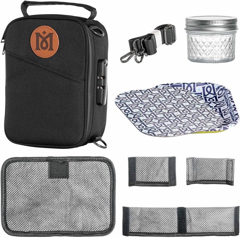 MAGICAL BUTTER Smell-Proof Bag with Combination Lock, Comes with Tray & Smell-Proof Jar, Perfect for Travel, Lunch Box, and More! (Black)