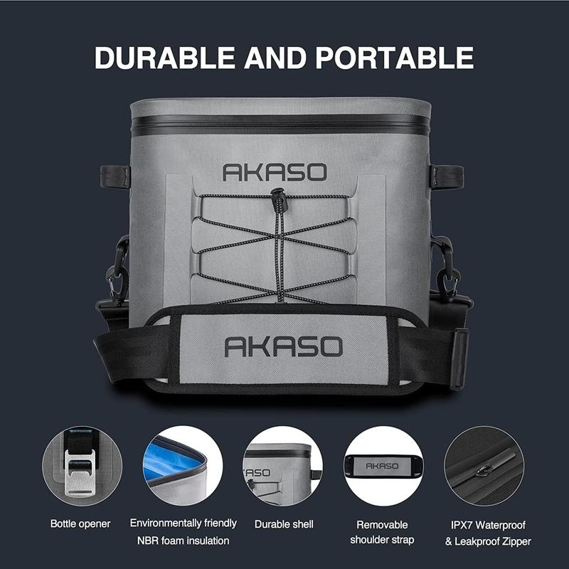 AKASO Soft Cooler Bag Portable Insulated Cooler Bags for Men Leakproof Reusable Cooler Bags for Camping,Beach Travel Picnic Boating Fishing Outdoor