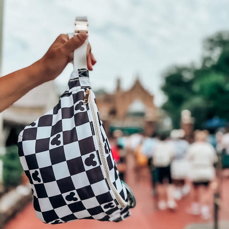 Wonderland Threads Magic Mouse Fanny Pack - Black and White Checkers with Mouse Ears