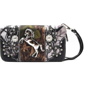 Camouflage Western Style Totes Studded Floral Handbag Tooled Leather Purse Country Women Shoulder Bag Zipper Wallet Set