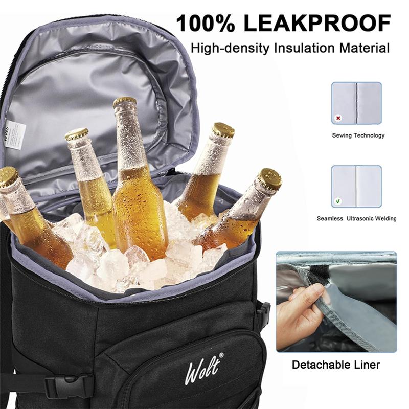 WOLT | 24-Can Insulated Cooler Backpack,Lightweight & Waterproof with Bottle Opener,Large Capacity for Hiking,Camping,Beach,and Travel,Ice Chest Bag