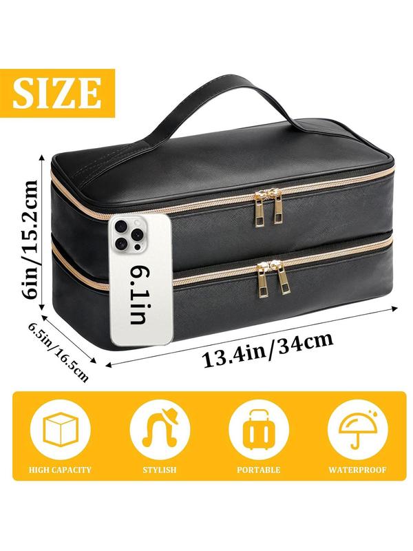 Double Layer Travel Storage Bag, Portable Lightweight Hard Carrying Case Organizer, Travel Organizer for All Brands of Hairdryers and Voluminous Hot Air Brushes and Accessories (Bag Only)