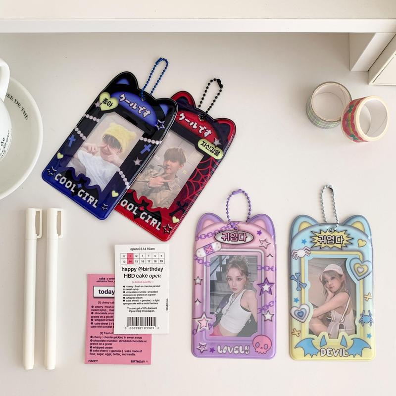 Cartoon Demon Pattern Card Protector, 2 Counts Cute  Card Cover, Card Holder for Home Office Dormitory School Outdoor Travel