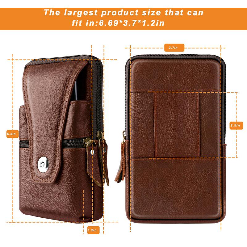 2PCS Set Multifunction PU Leather PouchWallet Case Cover,Cell Phone WalstBelt Holster Loop Pack Bag For Men