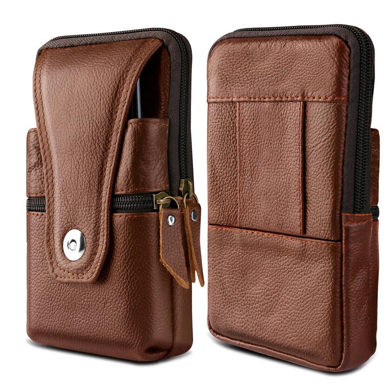 2PCS Set Multifunction PU Leather PouchWallet Case Cover,Cell Phone WalstBelt Holster Loop Pack Bag For Men