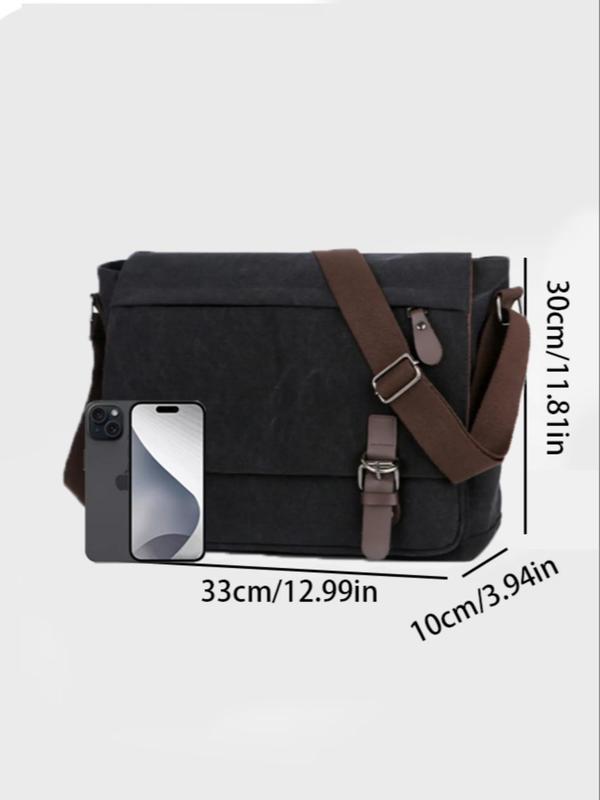 Men's Business Large Capacity Crossbody Bag, Casual Solid Color Shoulder Bag, Fashionable Canvas Shoulder Bag for Daily Use