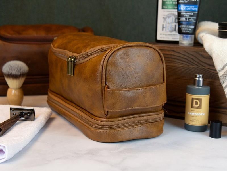 Personalized Travel Bag For Men, Faux Leather Hanging Toiletry Bag, Dopp Kits Personalized, Custom Gift For Men, Groomsmen Dopp Kit For Him, Father Day Gift