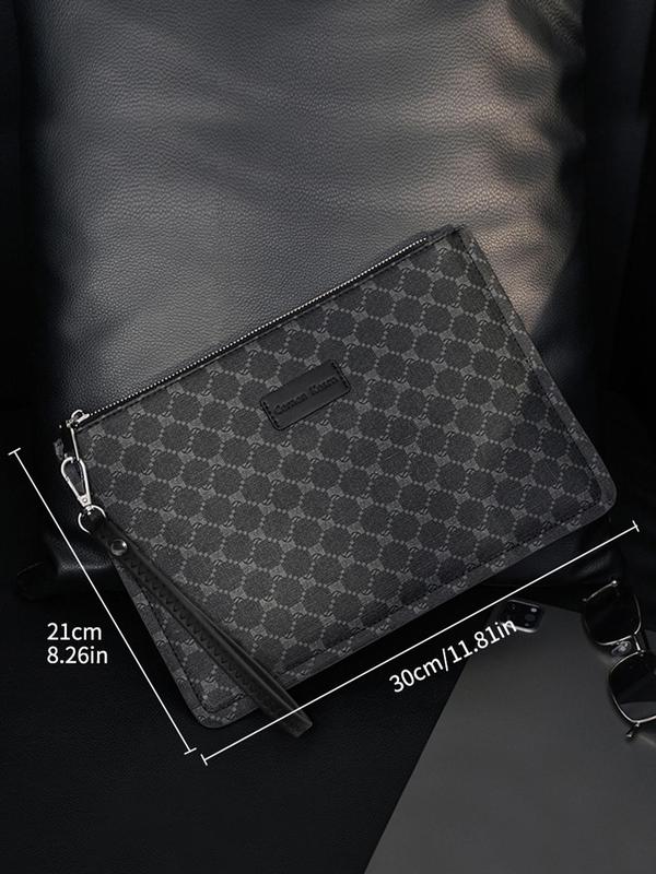 Men's Business Geometric Pattern Clutch, Large Capacity Multi Card Slot Wristlet Bag, Simple Design Wristlet Bag for Men