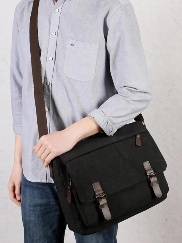 Men's Business Large Capacity Crossbody Bag, Casual Solid Color Shoulder Bag, Fashionable Canvas Shoulder Bag for Daily Use