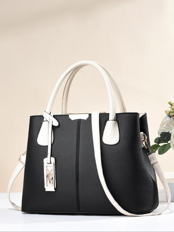 Women's Fashionable Plain Pu Leather Handbag, Casual Versatile Zipper Crossbody Bag with Adjustable Strap, Elegant Plain Handbag for Daily Used