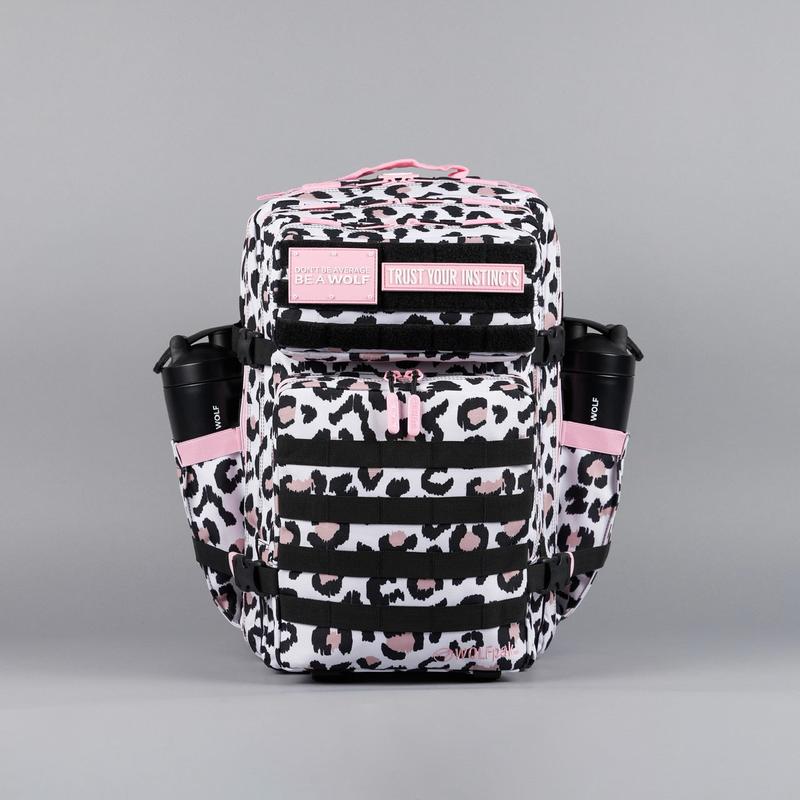 45L Backpack Leopard Pink Zip