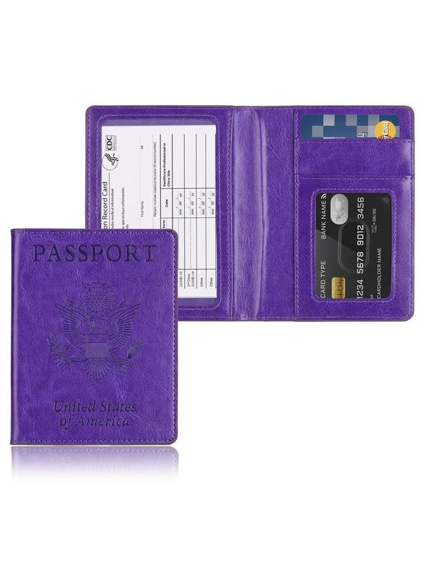 Casual Passport and Vaccine Card Holder Cover Combo,  Passport Case Wallet with Vaccine Card Slot for Women and Men