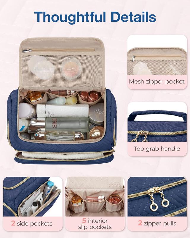 Travel Toiletry Bag, Large Wide-open Travel Bag for Toiletries, Makeup  Travel Bag with Handle, Navy-Large