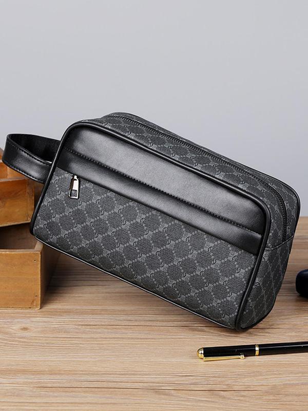 Men's Fashionable All Over Print Zipper Clutch, Casual PU Leather Wristlet Bag for Daily Used, Trendy Versatile High-quality Daily Commuting Bag