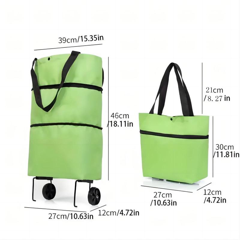 Foldable Shopping Bag with Wheel, 1 Count Portable Collapsible Large Capacity Shopping Bag, Retractable Shopping Bag with Wheel, Foldable Shopping Cart, Home Organizer for Daily Use