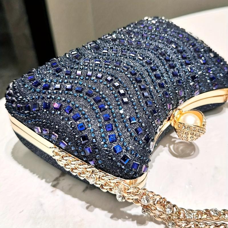 Luxurious Rhinestone Clutch Evening Bag For Women, Glittering Handheld Party Purse With Detachable ChainStrap, Elegant Accessory For Weddings BanquetsFormal Events, Versatile Shoulder Crossbody Handbag