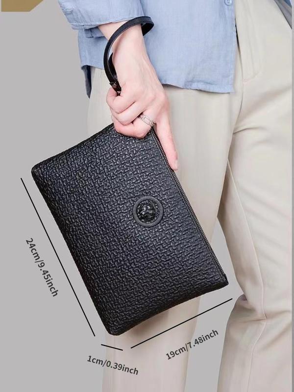 Men's Business Plain Color Wristlet Bag, Casual Trendy Textured Wristlet Bag, Fashionable Bag for Men for Daily & Work Use