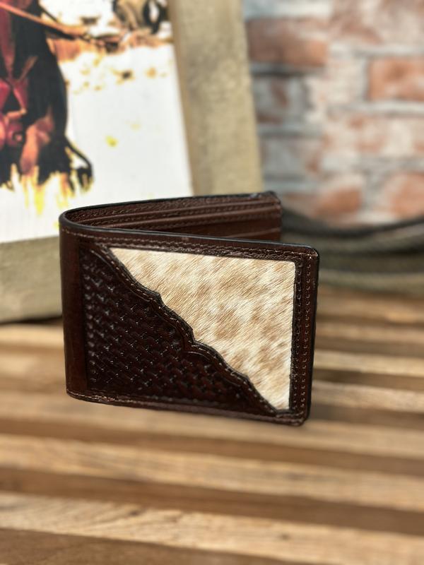 Personalized Men’s Cowhide and Tooled Leather Short Wallet - Custom Branded Wallet - Gift for Men - Christmas Gift Idea - Stocking Stuffer