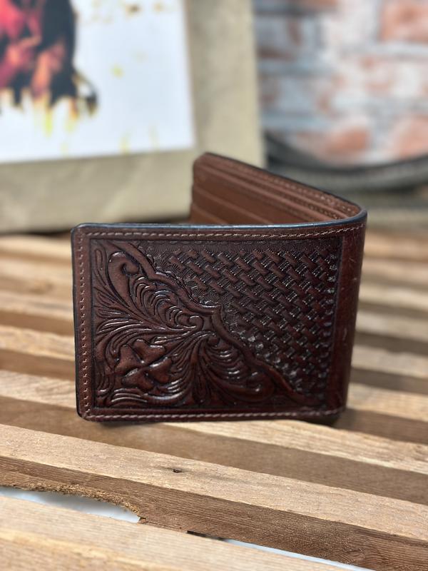 Personalized Men’s Cowhide and Tooled Leather Short Wallet - Custom Branded Wallet - Gift for Men - Christmas Gift Idea - Stocking Stuffer