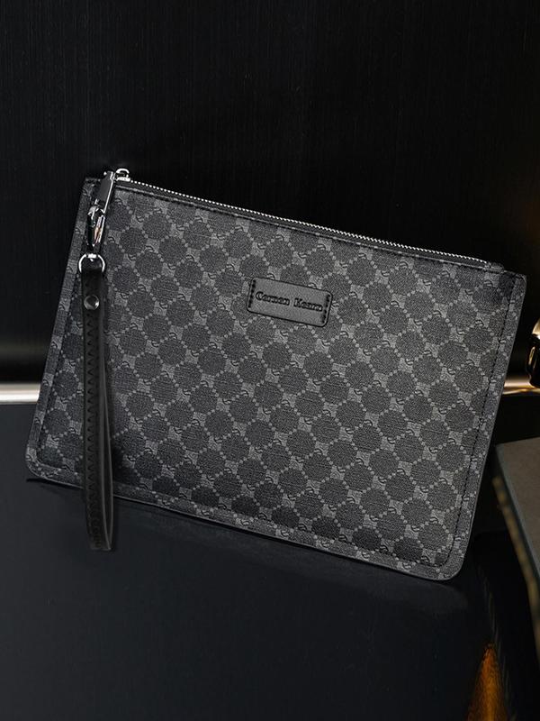 Men's Business Geometric Pattern Clutch, Large Capacity Multi Card Slot Wristlet Bag, Simple Design Wristlet Bag for Men