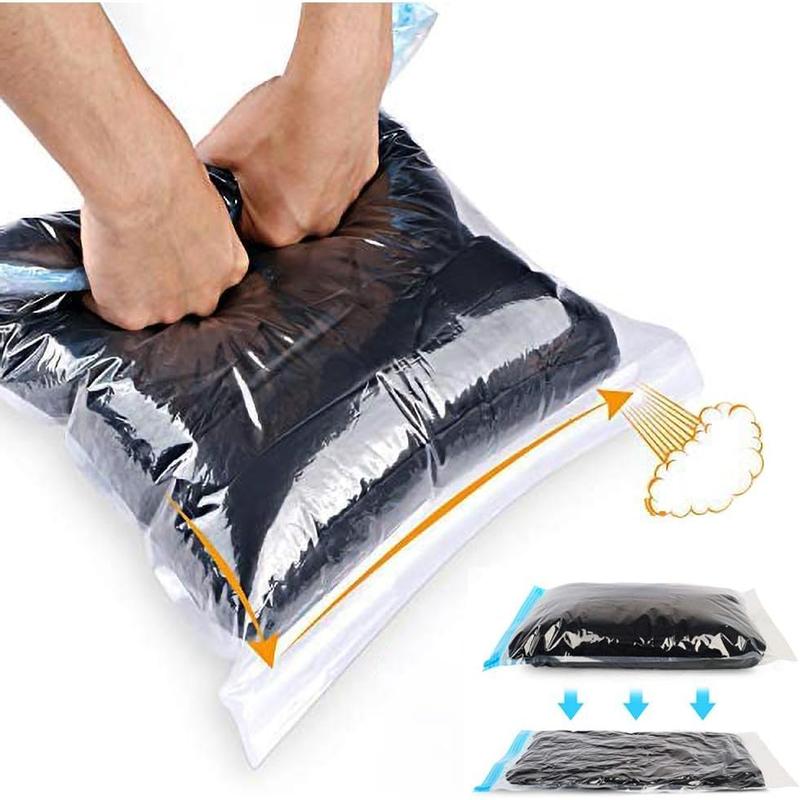 Compression Bags for Travel - Travel Essentials - 12 Pack Space Saver Bags - No Vacuum or Pump Needed - Vacuum Storage Bags for Travel Accessorie - Travel and Home Packing Organizers (transparent)