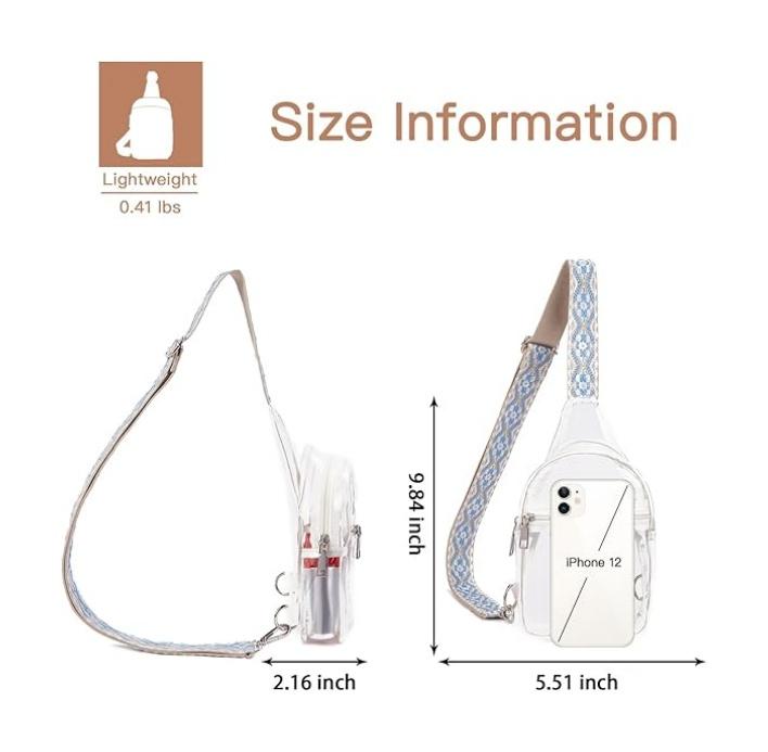 Clear Bag for Stadium Events TPU Fanny Pack Crossbody Bag Purses for Women Transparent Waist Bag with Adjustable Strap