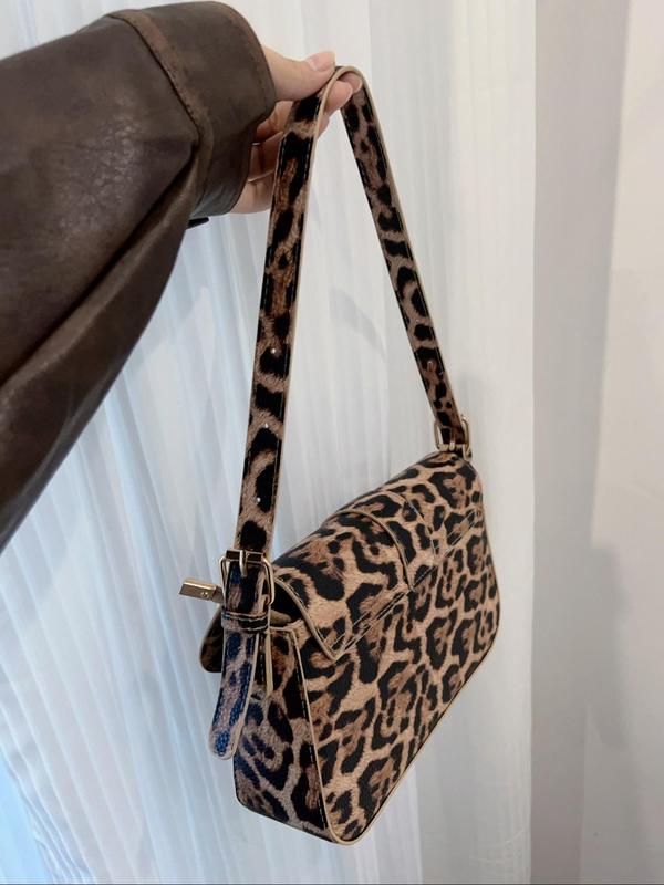 Fashion Leopard Pattern Shoulder Bag, 2024 New Style Casual Versatile Shoulder Bag for Women, Trendy All-match Commuter Bag for Daily Travel Work Commute