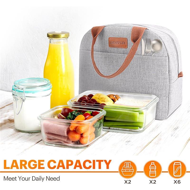 Insulated Lunch Bag for Women & Men, Small Leakproof Cooler Food Containers Tote Bag for Work and Travel