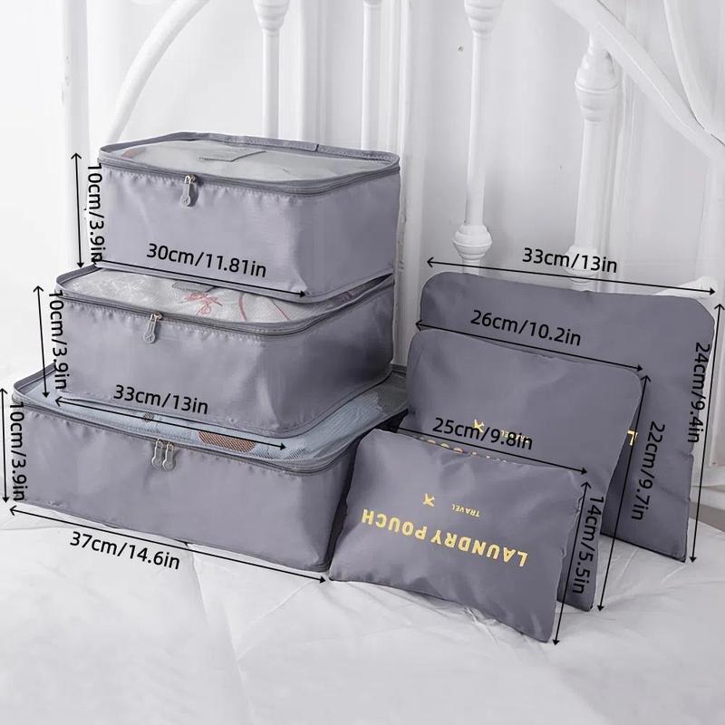 Travel Luggage Packing Cubes Set, 6 Counts set Foldable Suitcase  Storage Bag,  Compact  Reusable  & Durable Travel Accessories