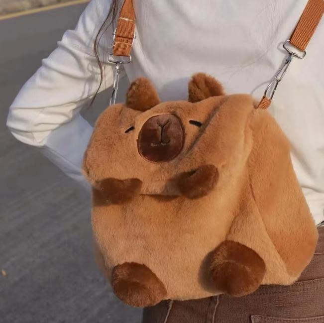 Fluffy Capybara Bag - Cute Dual-Strap Chain Shoulder Bag with Adorable Animal Design