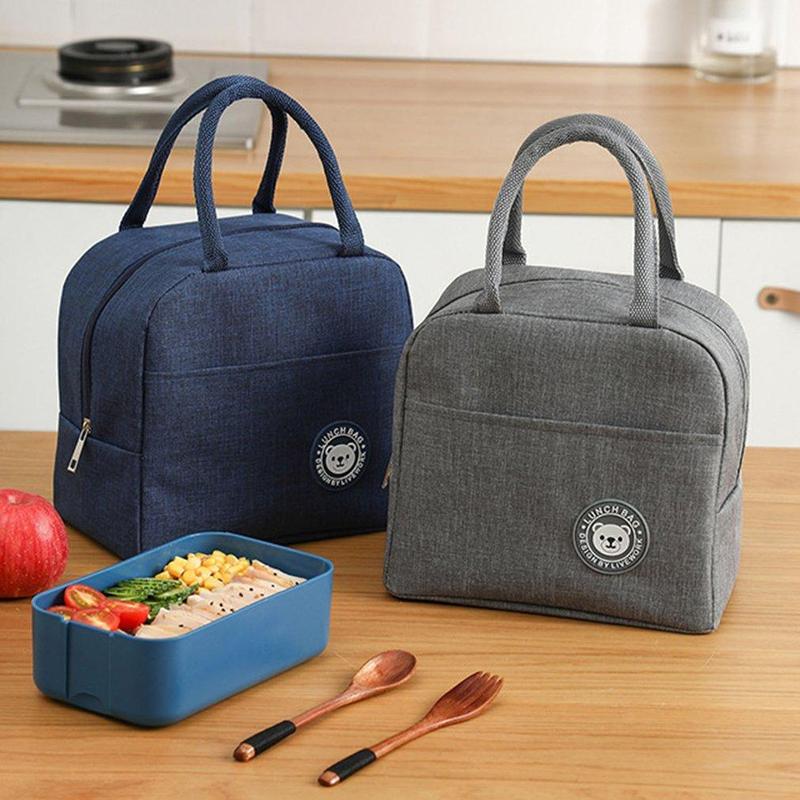 Lunch Bag with Handle, Portable Large Capacity Bento Box Bag with Zipper, Insulated Bento Bag for School Office