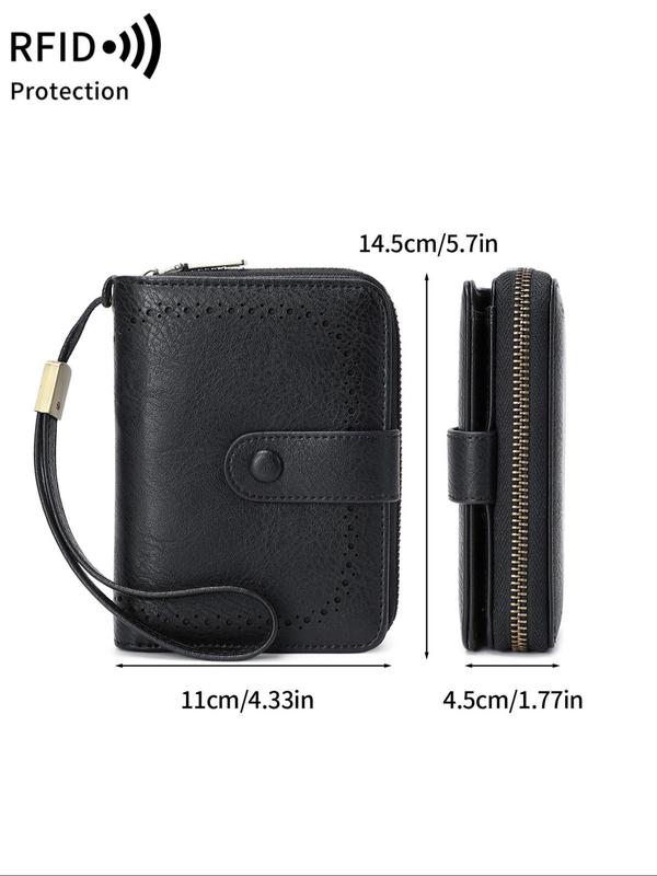 Women's RFID Fashionable Textured Design Zipper Wallet, Casual Versatile Card Holder, Simple All-match Small Wallet for Daily Life