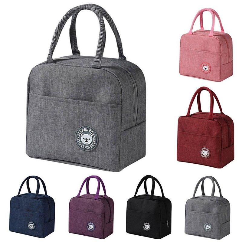 Lunch Bag with Handle, Portable Large Capacity Bento Box Bag with Zipper, Insulated Bento Bag for School Office