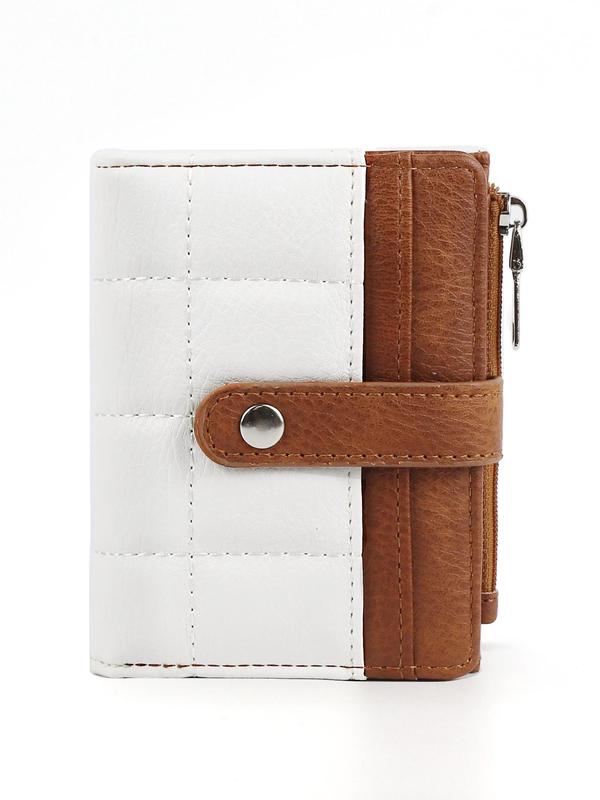 Women's Fashionable Colorblock Card Holder, Casual Versatile Zipper Short Wallet, Trendy All-match Card Holder for Daily Use