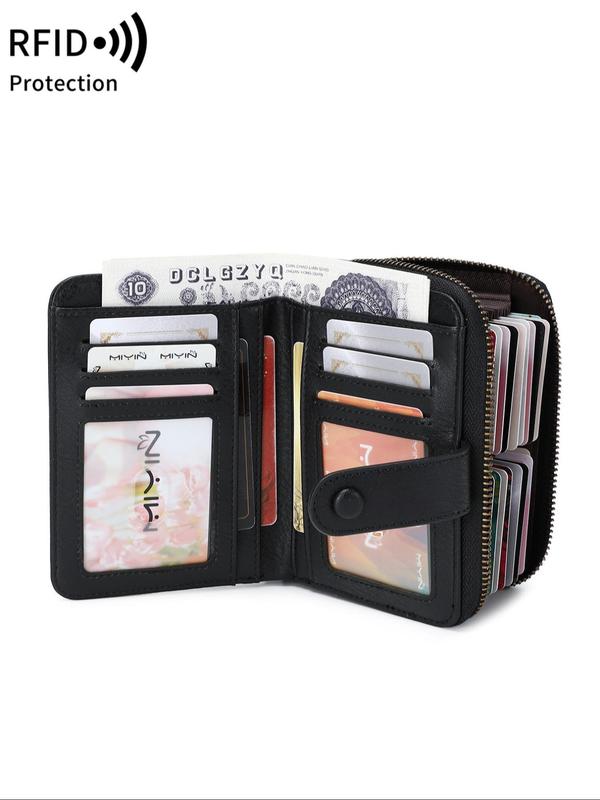 Women's RFID Fashionable Textured Design Zipper Wallet, Casual Versatile Card Holder, Simple All-match Small Wallet for Daily Life