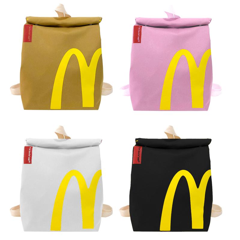 Creative McDonald's Retro Paper Bag Large Capacity Canvas Backpack Funny Outdoor Casual School Student Bag for Women Men Boy Girl Birthday Gift