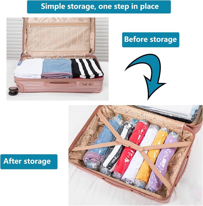 Compression Bags for Travel, Travel Essentials Hand Roll-Up Space Saver Seal Clothes Storage Bags, No Pump Needed Vacuum Storage Bags for