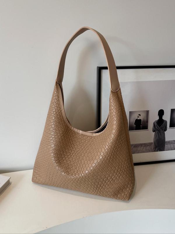 Women's Fashionable Solid Color Embossed Shoulder Bag,  Casual Pu Leather Zipper Hobo Bag for Daily Used, Casual Trendy Versatile High-quality Daily Commuting Bag, Girl Fashionable Shopping Bag