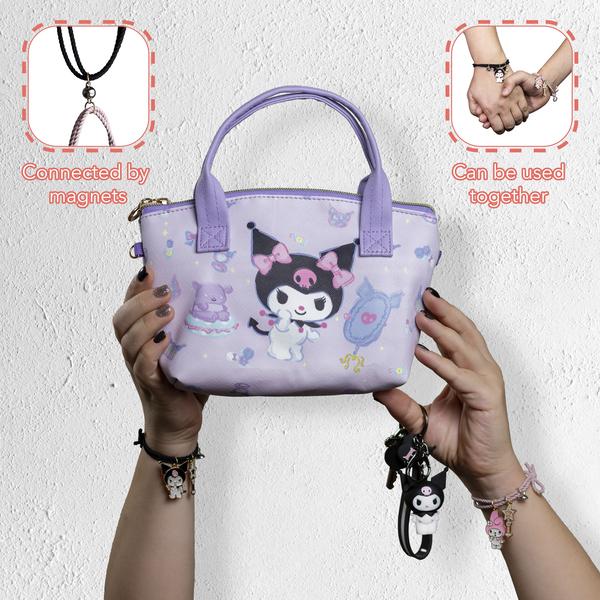 Shoulder Bag with Keychain and Two Magnetic Bracelets for Friends Cute Anime Wallet. Cute bag for women, girls, teenagers. Great gift.