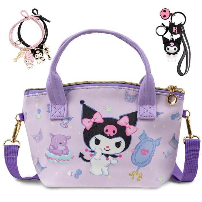 Shoulder Bag with Keychain and Two Magnetic Bracelets for Friends Cute Anime Wallet. Cute bag for women, girls, teenagers. Great gift.