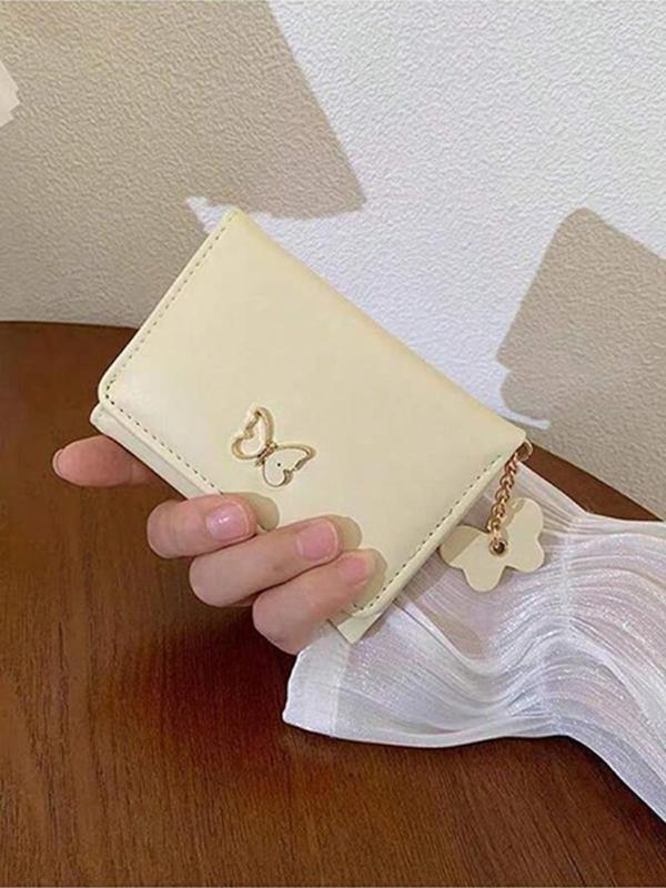 Women's Cute Cartoon Butterfly Pattern Short Wallet, Fashionable Pu Leather Zipper Bifold Wallet, Casual Versatile Card Holder for Daily Use