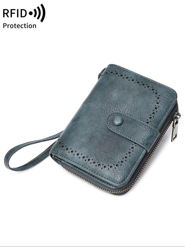 Women's RFID Fashionable Textured Design Zipper Wallet, Casual Versatile Card Holder, Simple All-match Small Wallet for Daily Life