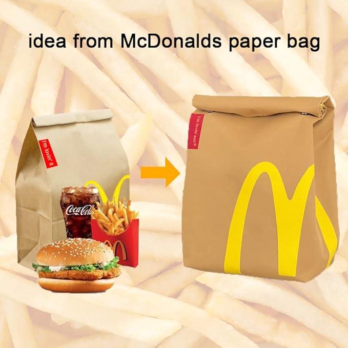 Creative McDonald's Retro Paper Bag Large Capacity Canvas Backpack Funny Outdoor Casual School Student Bag for Women Men Boy Girl Birthday Gift