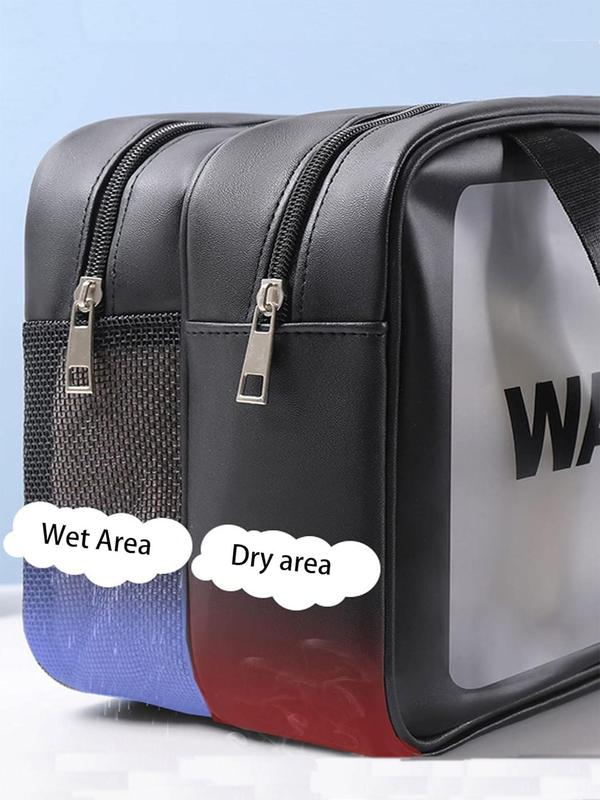 Translucent Makeup Bag with Handle, Portable Double Layer Zipper Cosmetic Storage Bag, Travel Toiletry Bag for Travel