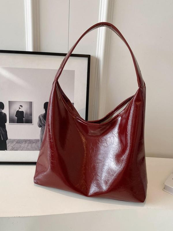 Women's Elegant Solid Color PU Leather Hobo Bag, Fashionable Large Capacity Shoulder Bag for Work & Daily Used, Casual Trendy Versatile High-quality Daily Commuting Bag