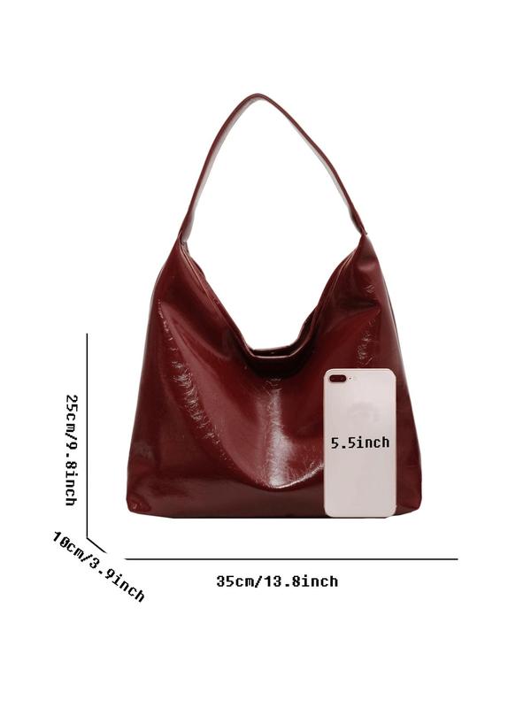 Women's Elegant Solid Color PU Leather Hobo Bag, Fashionable Large Capacity Shoulder Bag for Work & Daily Used, Casual Trendy Versatile High-quality Daily Commuting Bag