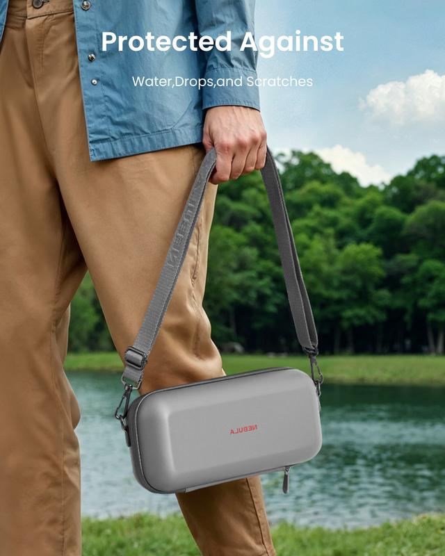 NEBULA Capsule Air Official All-in-One Travel Case, Customized for Capsule Air with Detachable Shoulder Strap, Adapter, Remote Control, Cables and Snap-On Base, Waterproof and Protective Polyester.