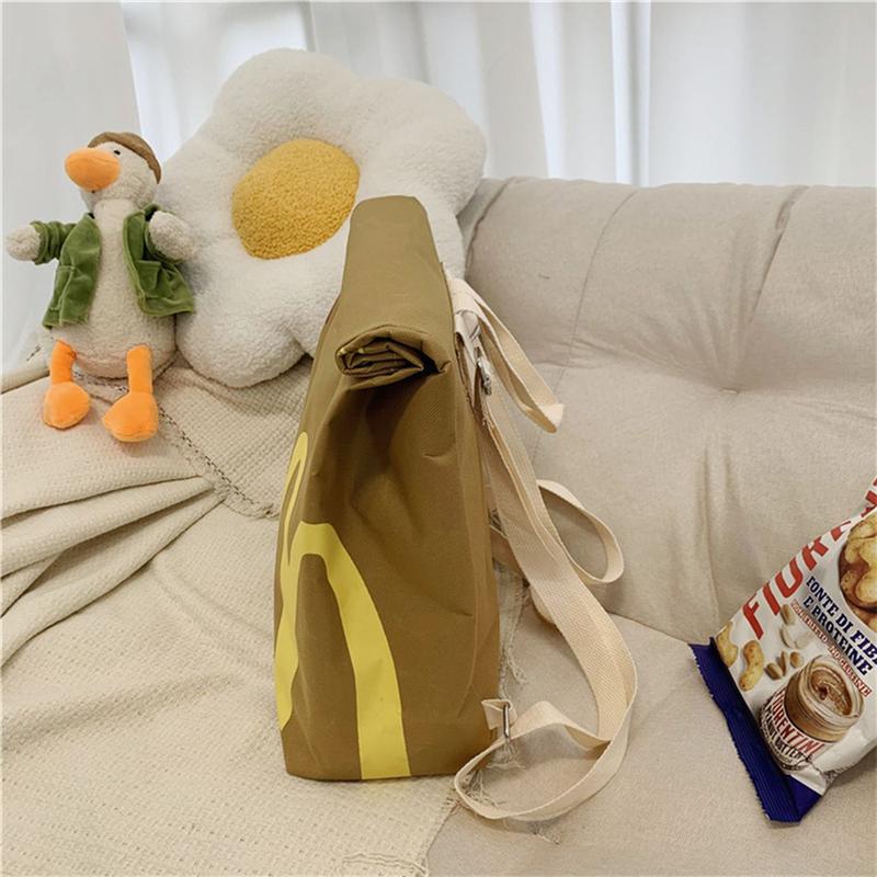 Creative McDonald's Retro Paper Bag Large Capacity Canvas Backpack Funny Outdoor Casual School Student Bag for Women Men Boy Girl Birthday Gift